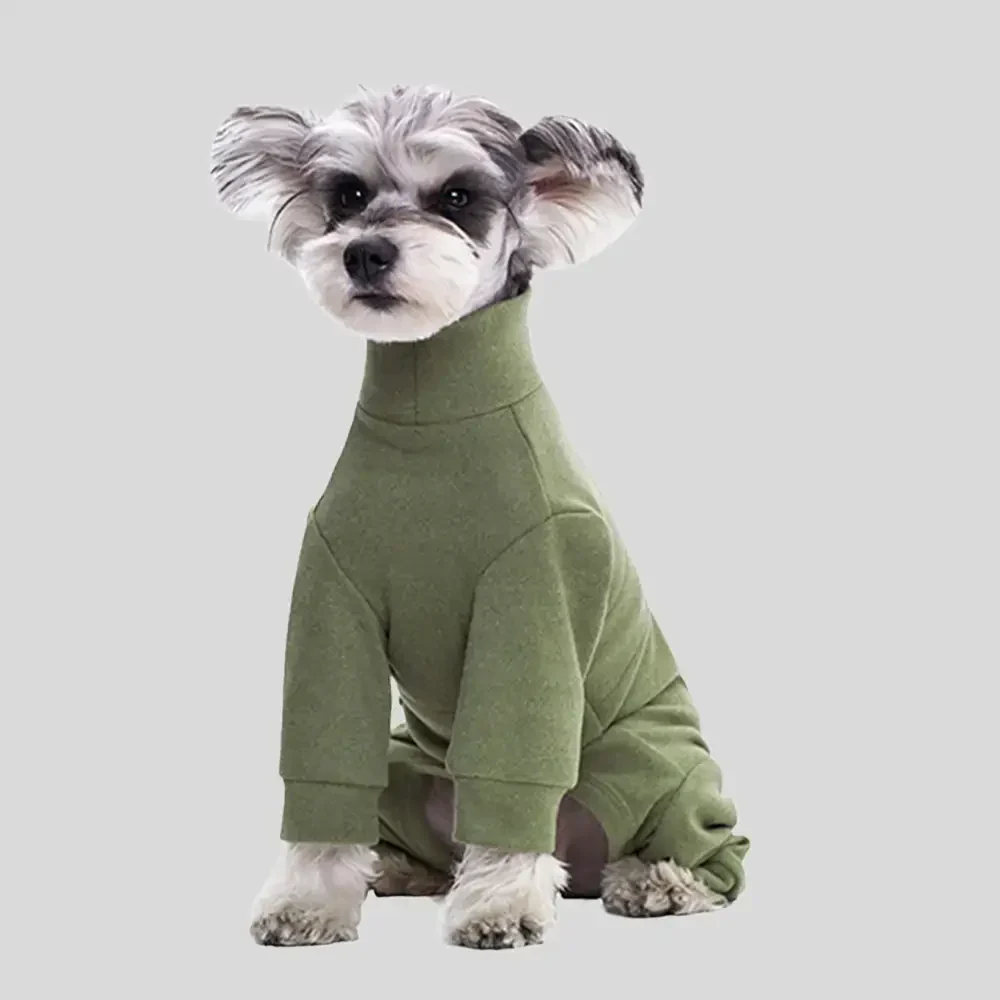 Warm Soft Fleece High-Neck Four-Legged Dog Jumpsuit with Adjustable Waist - Image 3