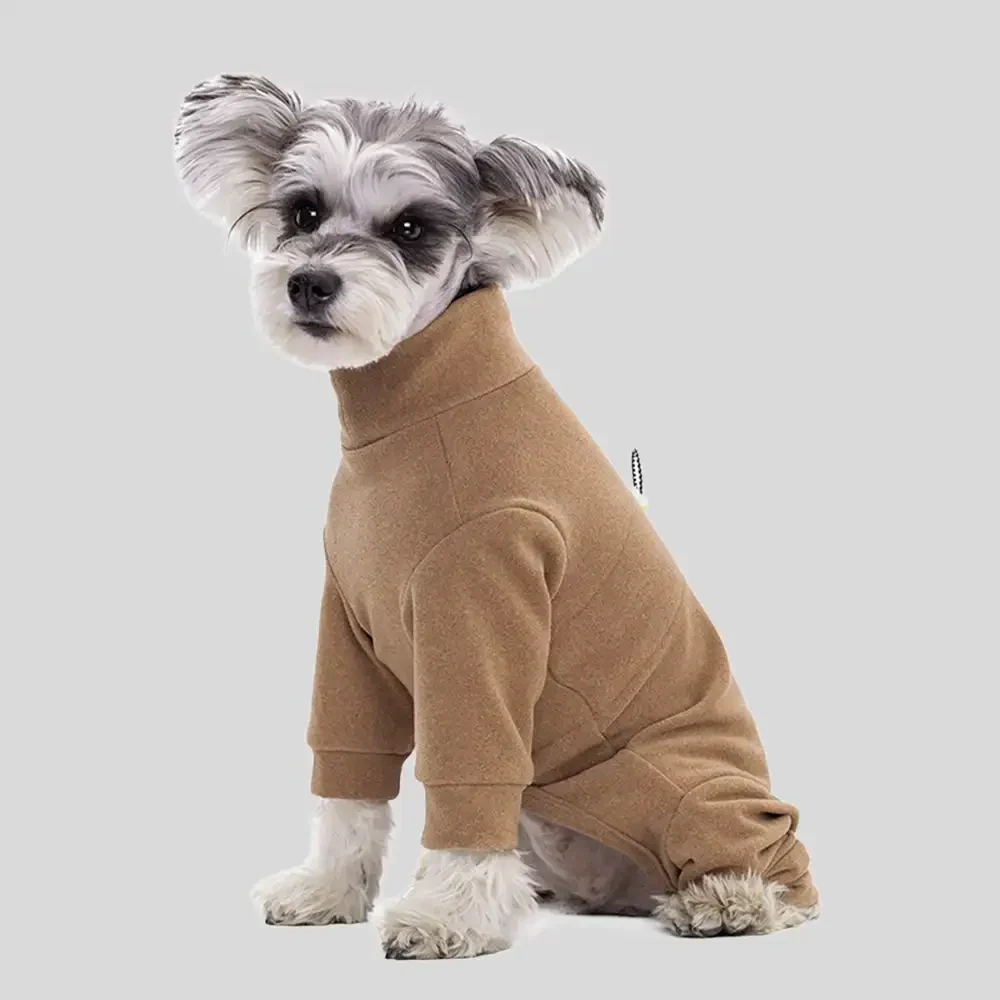 Warm Soft Fleece High-Neck Four-Legged Dog Jumpsuit with Adjustable Waist - Image 4