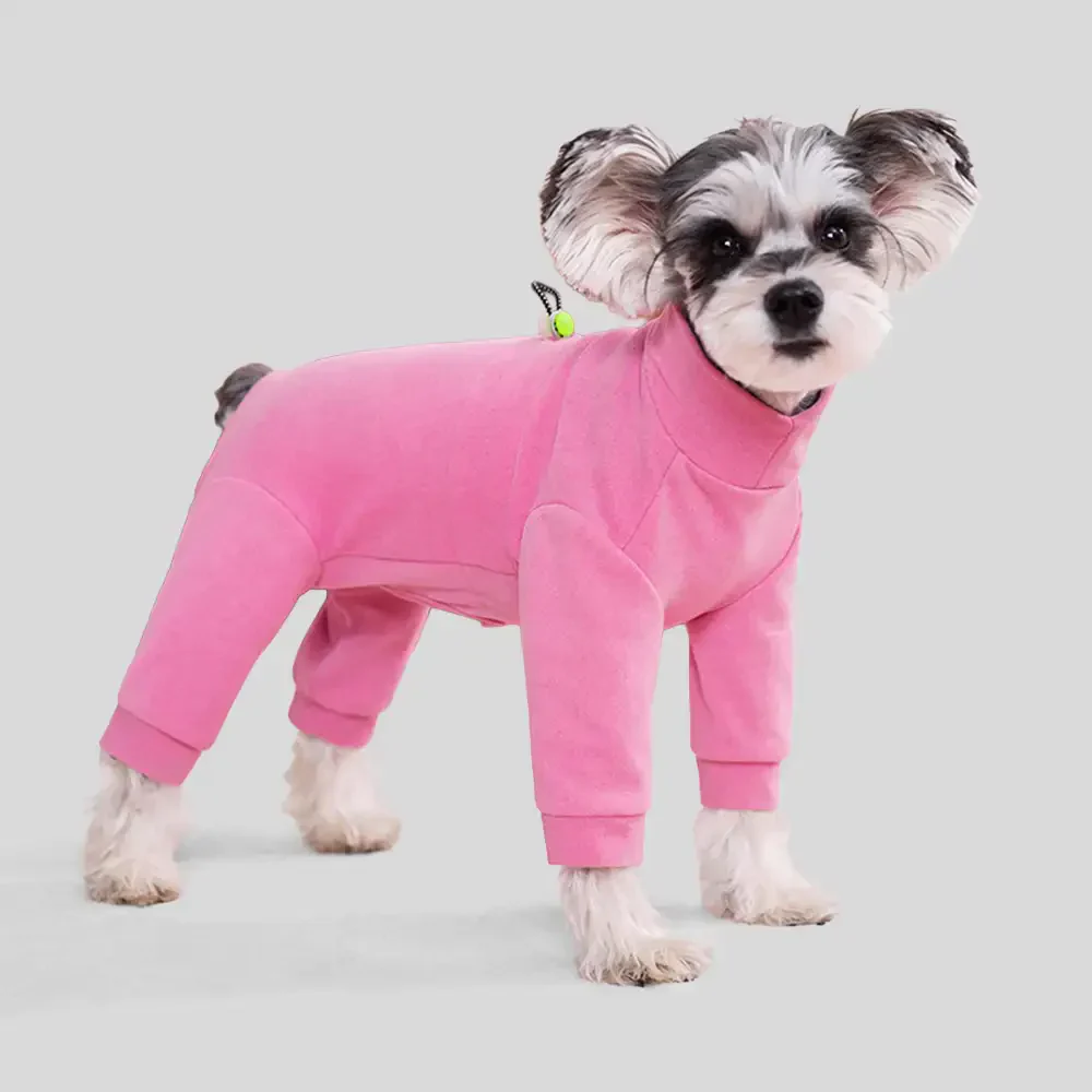 Warm Soft Fleece High-Neck Four-Legged Dog Jumpsuit with Adjustable Waist - Image 5