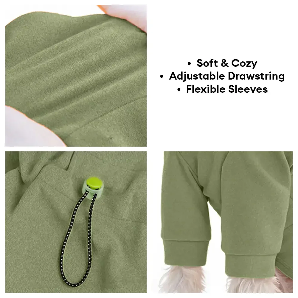 Warm Soft Fleece High-Neck Four-Legged Dog Jumpsuit with Adjustable Waist - Image 7