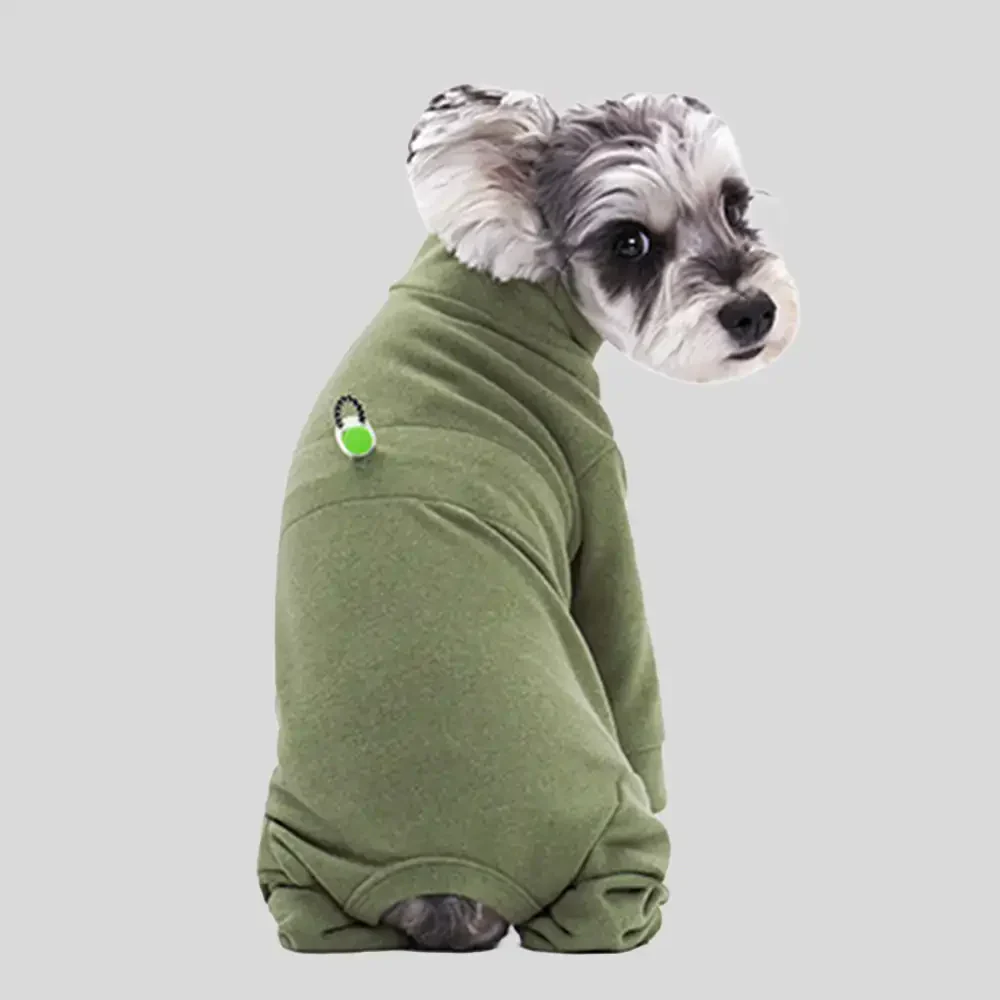 Warm Soft Fleece High-Neck Four-Legged Dog Jumpsuit with Adjustable Waist - Image 8