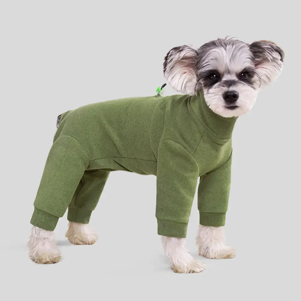 Warm Soft Fleece High-Neck Four-Legged Dog Jumpsuit with Adjustable Waist - Image 9