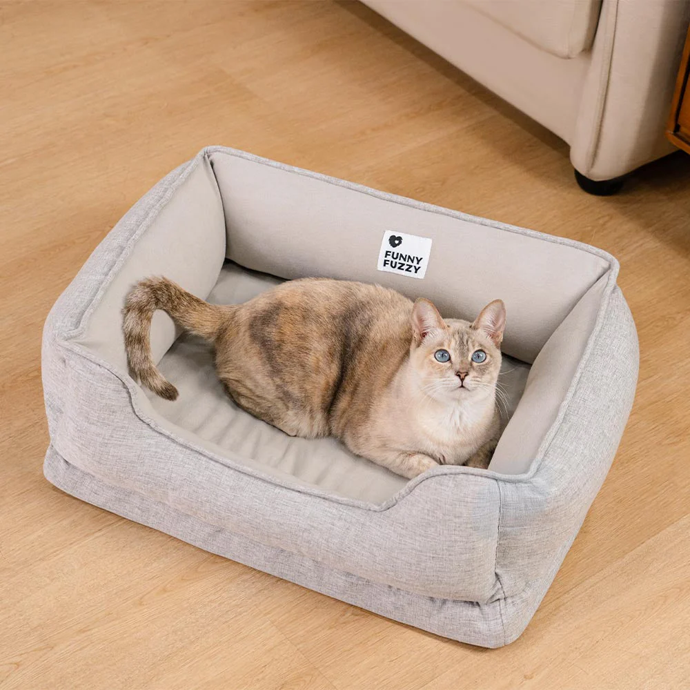 Washable Non-Slip Bolster Cat Bed - Cloudy Dream - Image 2