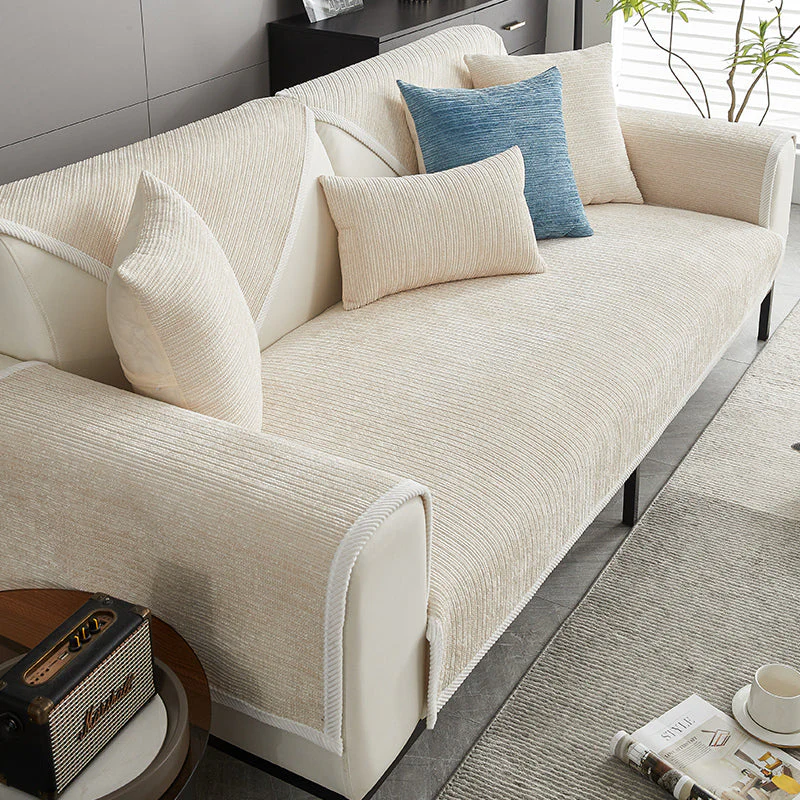 Waterproof Antimicrobial Simple Chenille Fabric Anti-scratch Couch Cover - Image 3