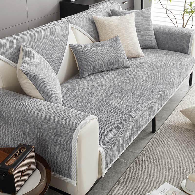 Waterproof Antimicrobial Simple Chenille Fabric Anti-scratch Couch Cover - Image 9
