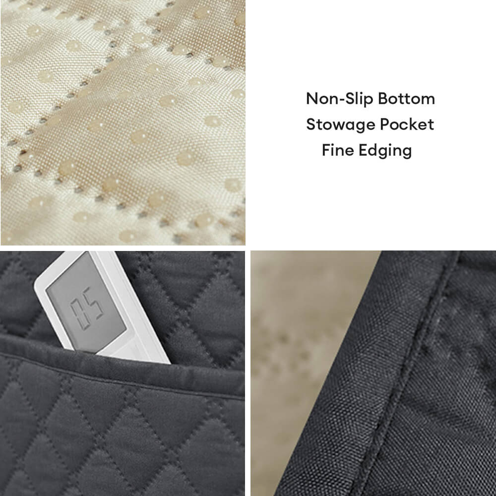 Waterproof Quilted Sofa Armrest Cover with Pockets - Image 2