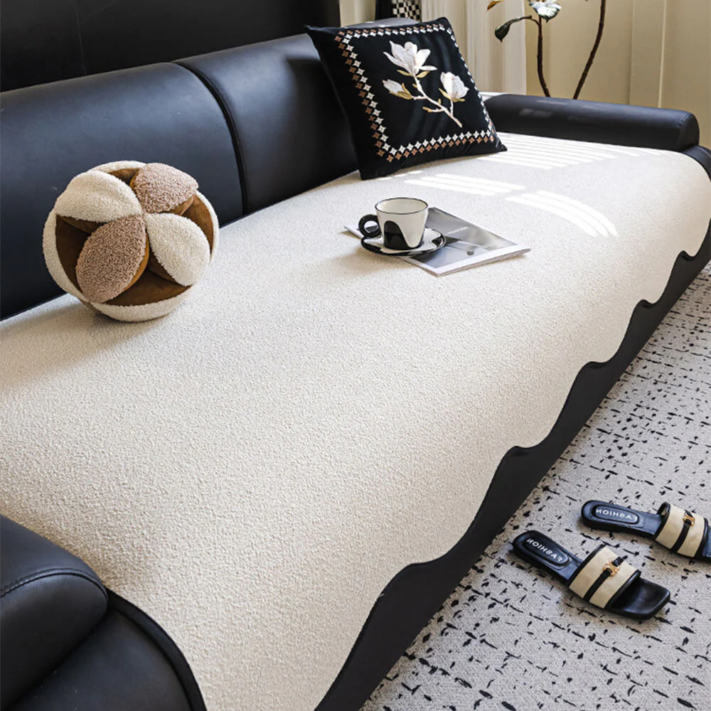 Water-repellent Teddy Fleece Non-Slip Straight Couch Cover - Image 12