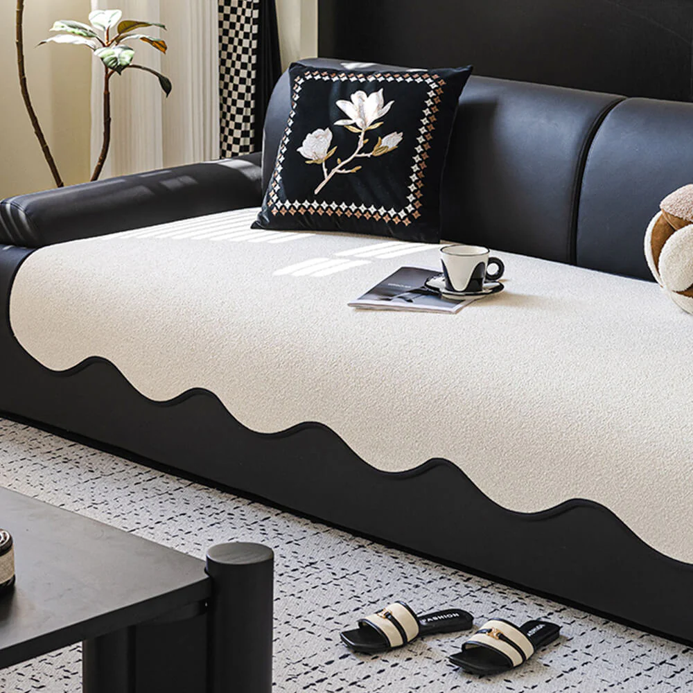 Water-repellent Teddy Fleece Non-Slip Straight Couch Cover - Image 13