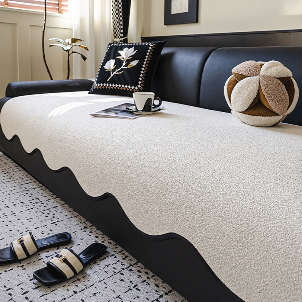 Water-repellent Teddy Fleece Non-Slip Straight Couch Cover - Image 14