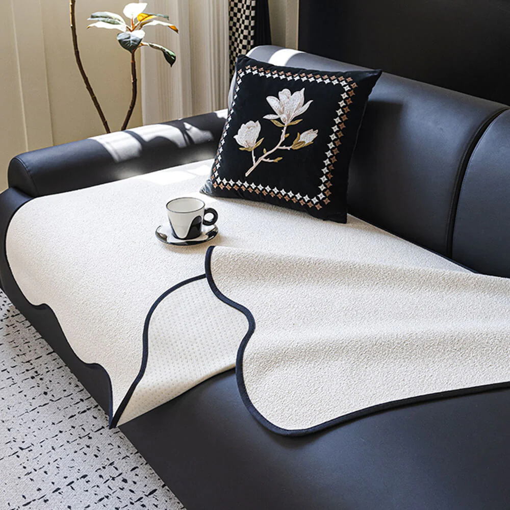 Water-repellent Teddy Fleece Non-Slip Straight Couch Cover - Image 3