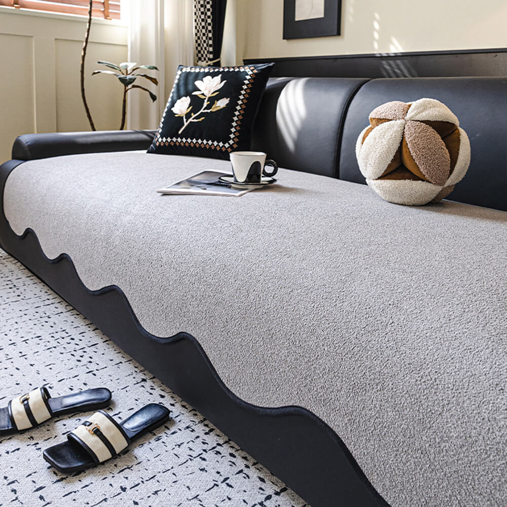 Water-repellent Teddy Fleece Non-Slip Straight Couch Cover - Image 6