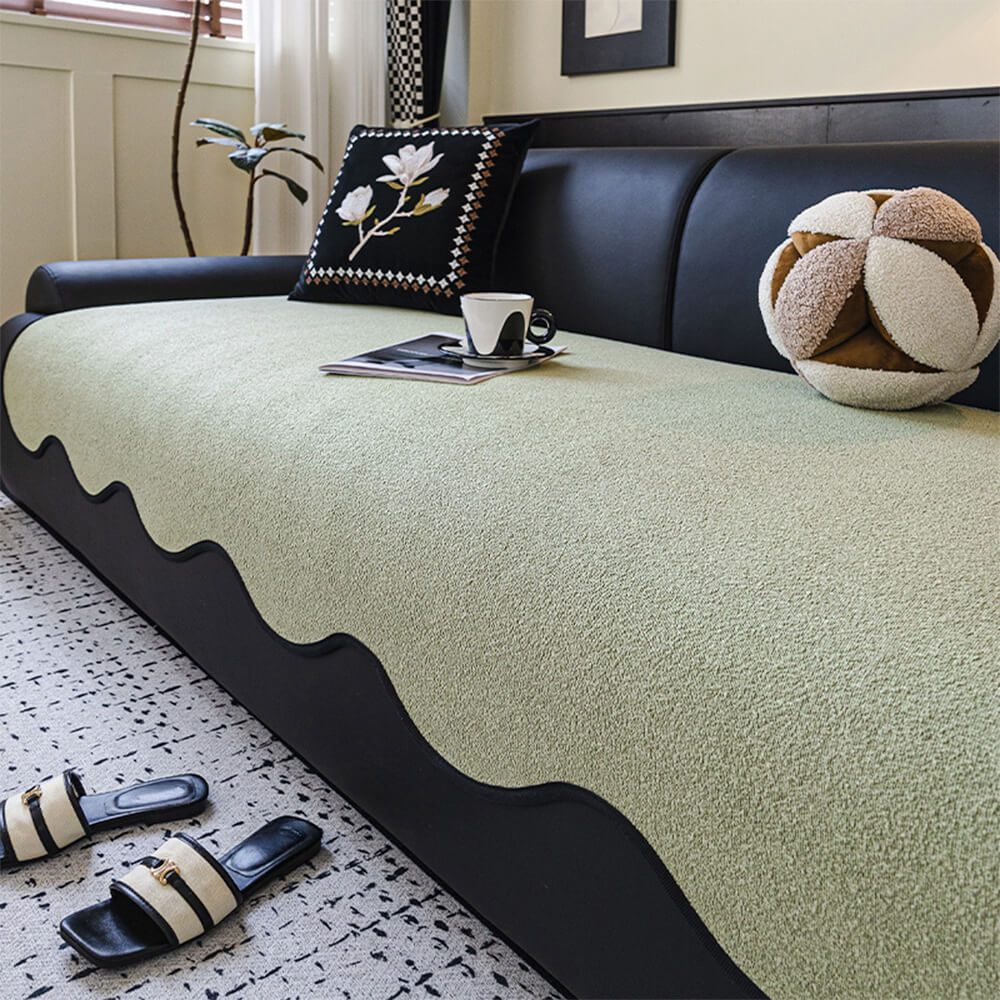 Water-repellent Teddy Fleece Non-Slip Straight Couch Cover - Image 7