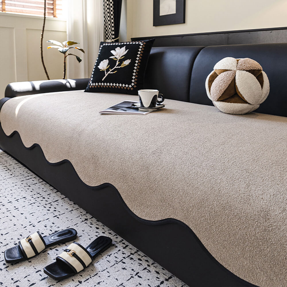 Water-repellent Teddy Fleece Non-Slip Straight Couch Cover - Image 8