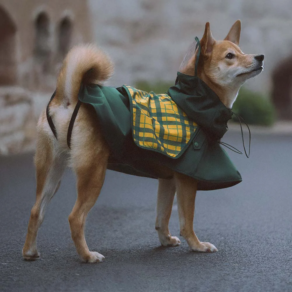 Waterproof Vintage Plaid Adjustable Dog Raincoat - All-Weather Protection - Image 10