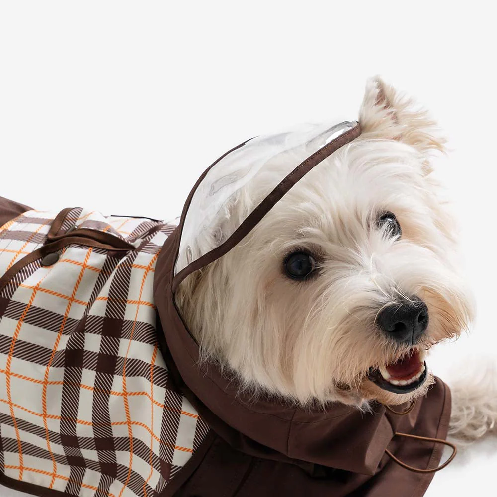 Waterproof Vintage Plaid Adjustable Dog Raincoat - All-Weather Protection - Image 19