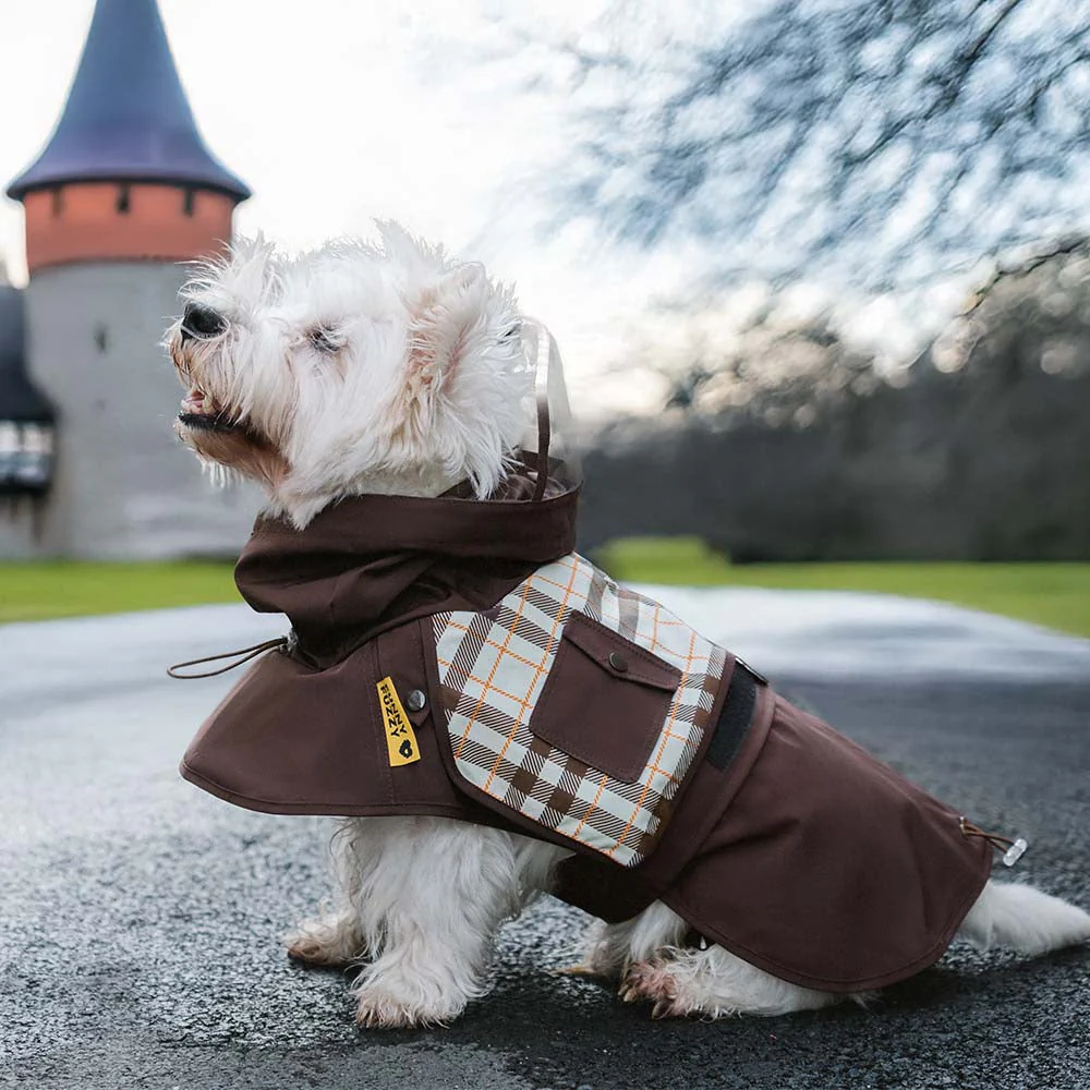 Waterproof Vintage Plaid Adjustable Dog Raincoat - All-Weather Protection - Image 8