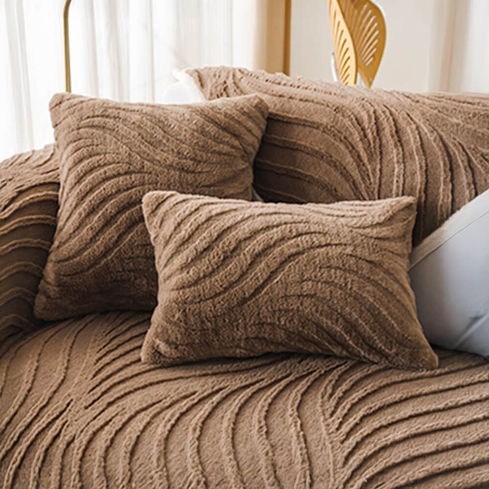 Wave Textured Plush Non-Slip Couch Cover - Image 16