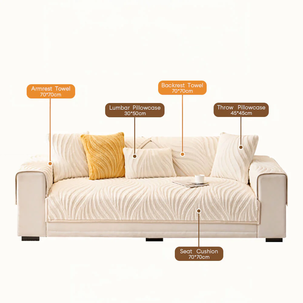 Wave Textured Plush Non-Slip Couch Cover - Image 6