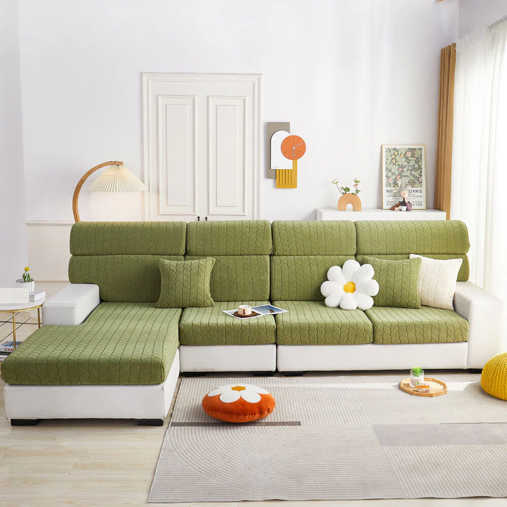 Wheat Leaf Texture All-Season Universal Elastic Full Protection Magic Couch Cover - Image 10