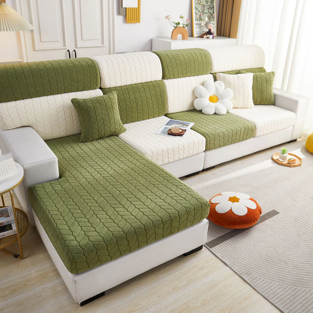 Wheat Leaf Texture All-Season Universal Elastic Full Protection Magic Couch Cover - Image 11
