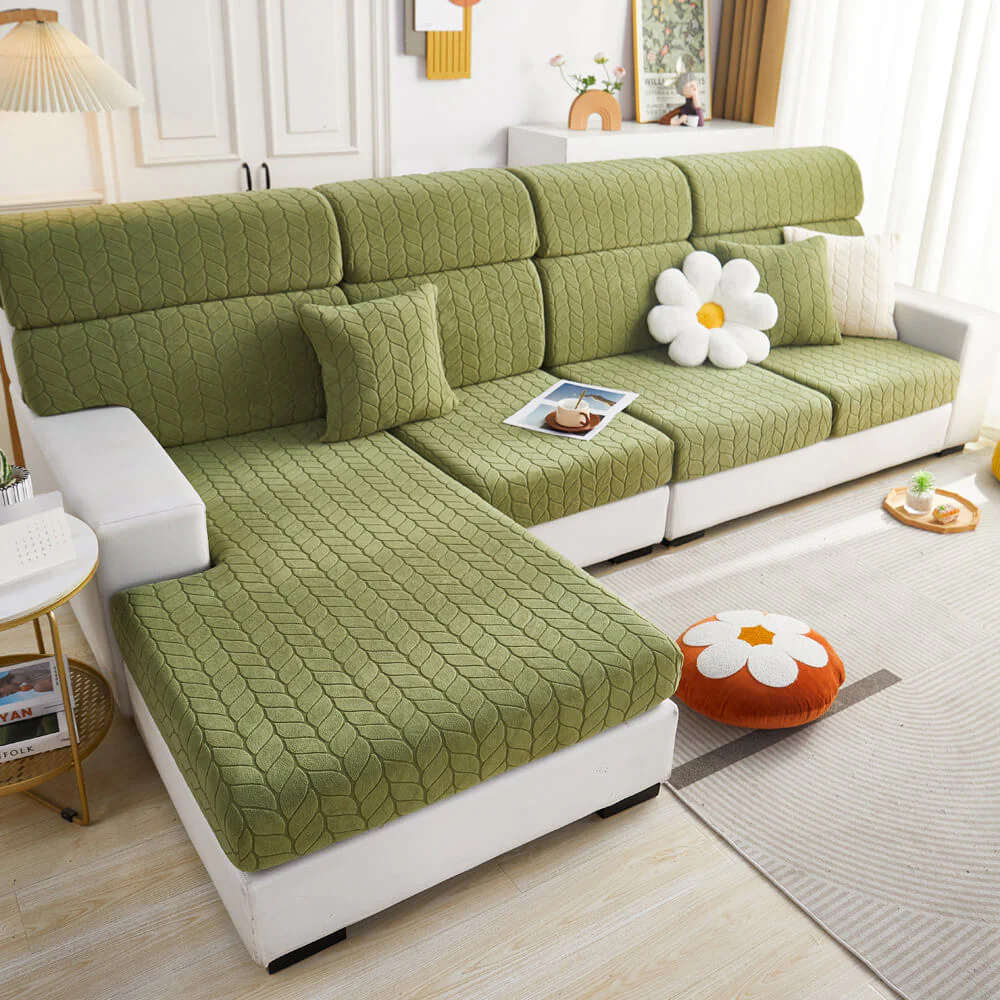 Wheat Leaf Texture All-Season Universal Elastic Full Protection Magic Couch Cover - Image 12