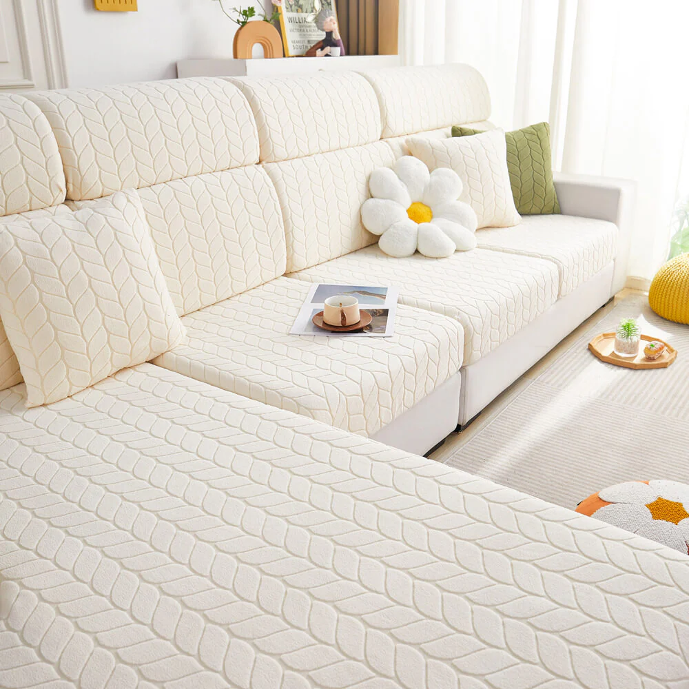 Wheat Leaf Texture All-Season Universal Elastic Full Protection Magic Couch Cover - Image 2