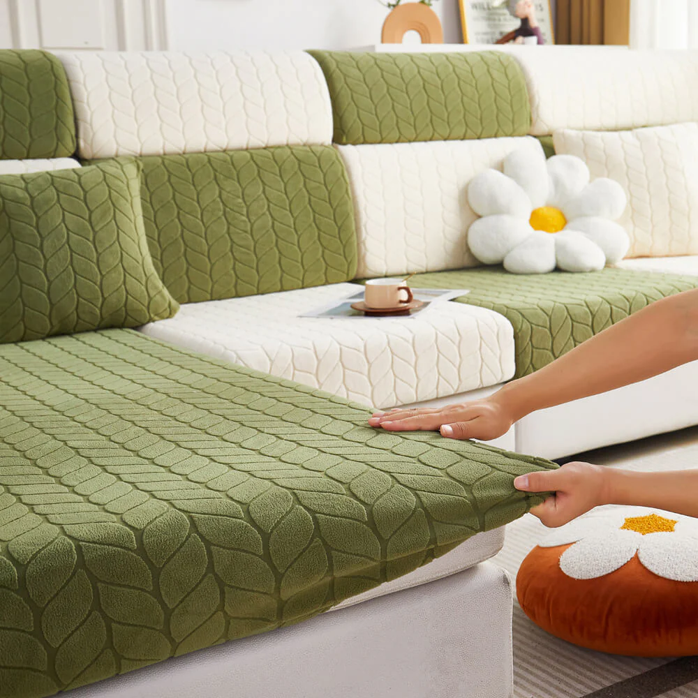 Wheat Leaf Texture All-Season Universal Elastic Full Protection Magic Couch Cover - Image 5