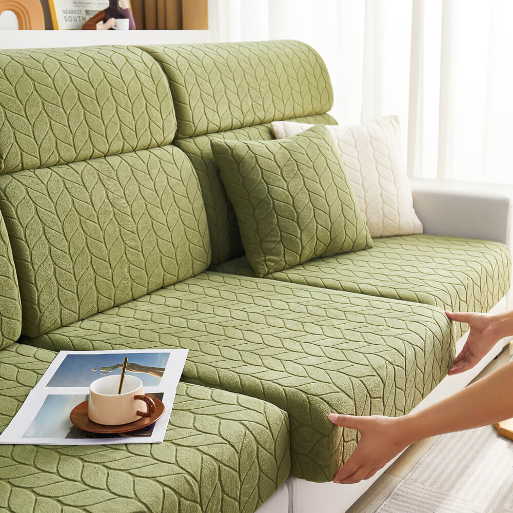 Wheat Leaf Texture All-Season Universal Elastic Full Protection Magic Couch Cover - Image 7