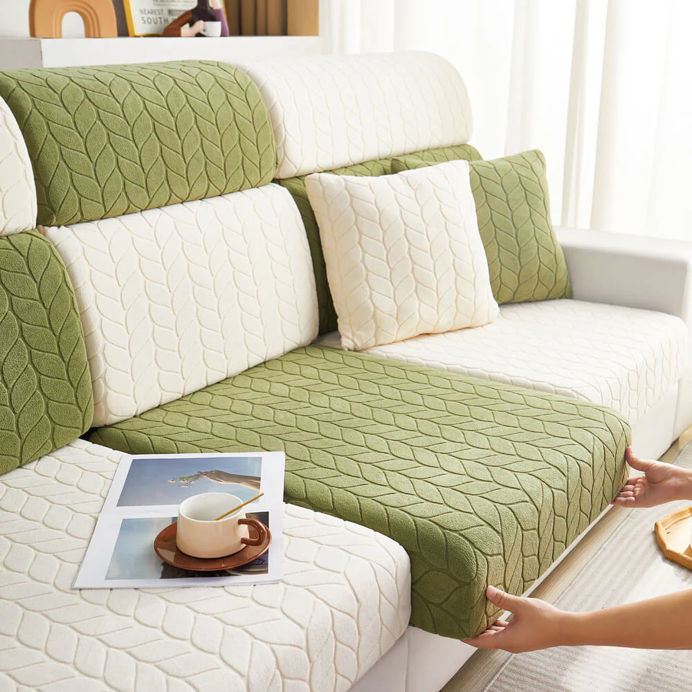 Wheat Leaf Texture All-Season Universal Elastic Full Protection Magic Couch Cover - Image 9