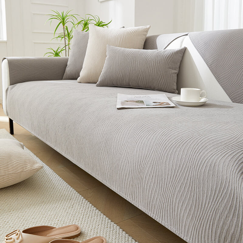 Wood Grain Texture Soft Chenille Anti-scratch Couch Cover - Image 3